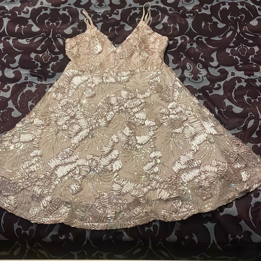 Spaghetti strap Deep V Sequin Dress